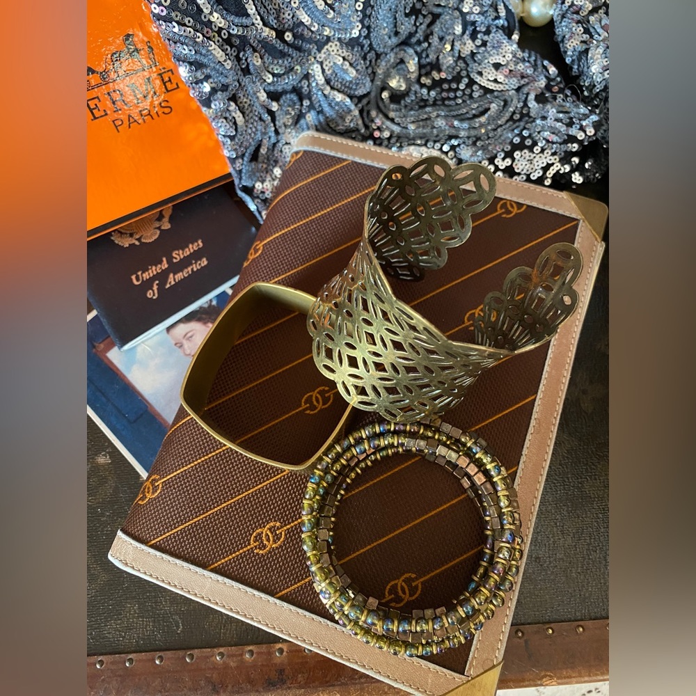 Beautiful Statement Brass Statement Bracelet Stac… - image 6